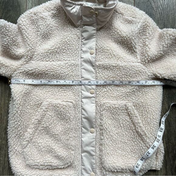 Hollister Cream Sherpa Bomber Jacket Full Zip with Snaps Size XS Off White - Picture 7 of 11